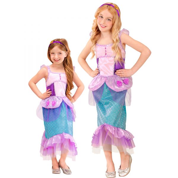 Meerjungfrau (Kleid, Haarband mit Seestern), 128 cm / 5-7 Jahre - Widmann