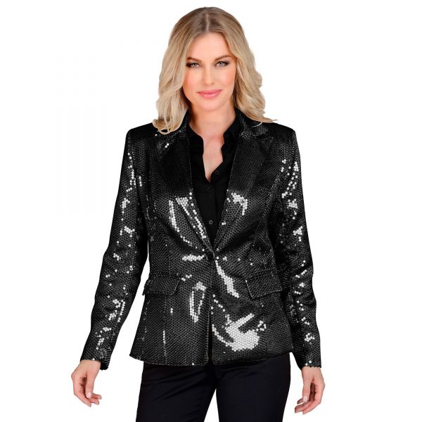 Party Fashion Blazer (Pailletten Blazer Schwarz), XXL - Widmann