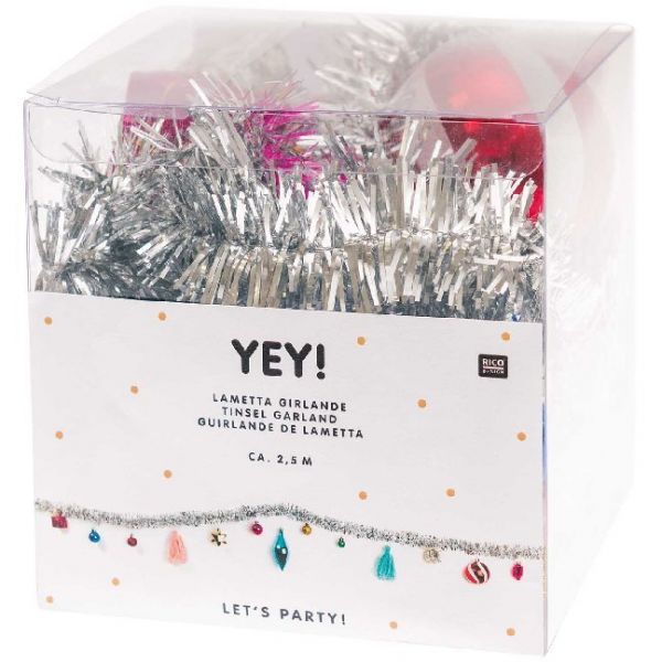 Lametta Girlande mit Kunststoffkugeldekor - RICO-Design tap