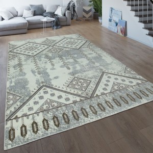 Orient Teppich Creme Beige Wohnzimmer Kurzflor Ethno Design Abstrakt Boho Muster Orient Teppich Creme Beige Wohnzimmer Kurzflor Ethno Design Abstrakt Boho Muster
