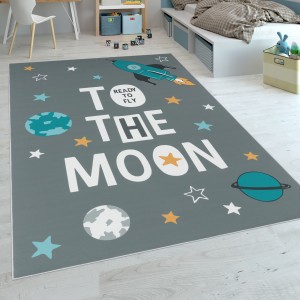 Kinderteppich Raketen-Motiv Spruch-Print Kinderteppich Raketen-Motiv Spruch-Print