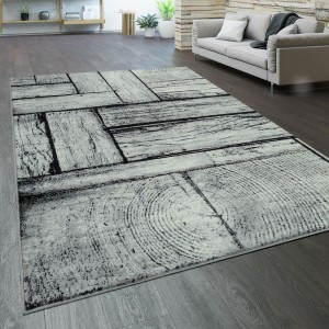 Designer Wohnzimmer Teppich Modern Holz Optik Rustikal Grau Schwarz Designer Wohnzimmer Teppich Modern Holz Optik Rustikal Grau Schwarz