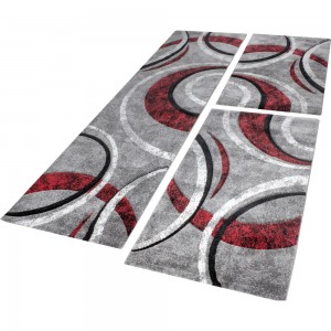 Läuferset Teppich Streifen Modell Grau Rot Läuferset Teppich Streifen Modell Grau Rot