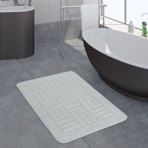Moderner Badezimmer Teppich Badvorleger Kariertes Muster Einfarbig In Weiß Moderner Badezimmer Teppich Badvorleger Kariertes Muster Einfarbig In Weiß