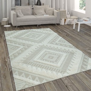 In- & Outdoor-Teppich, Flachgewebe Mit Hochflor-Absetzung, Ethno-Muster In Beige In- & Outdoor-Teppich, Flachgewebe Mit Hochflor-Absetzung, Ethno-Muster In Beige
