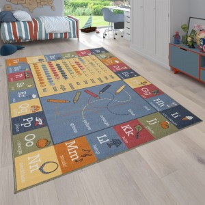 Kinder-Teppich, Wendbarer Teppich Mit Landschafts-Design und Lern-Motiven, Bunt Kinder-Teppich, Wendbarer Teppich Mit Landschafts-Design und Lern-Motiven, Bunt