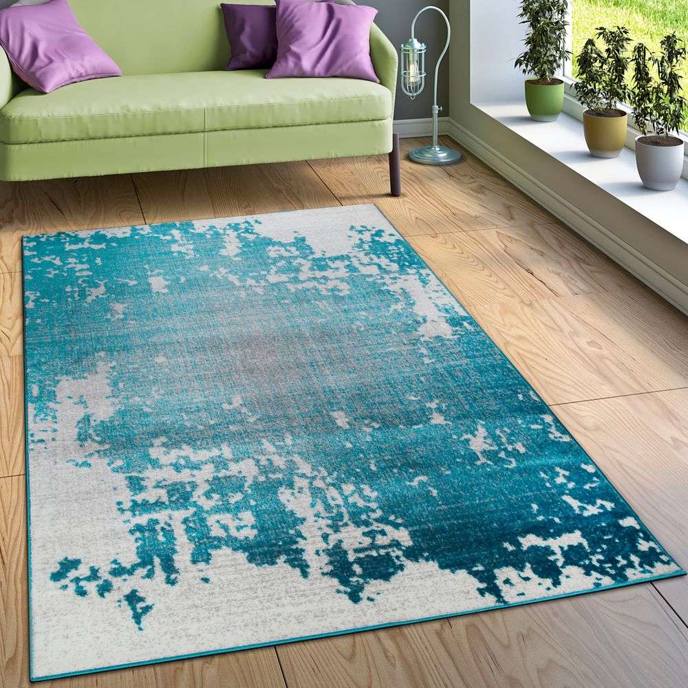 Designer Teppich Splash Muster Türkis TeppichCenter24