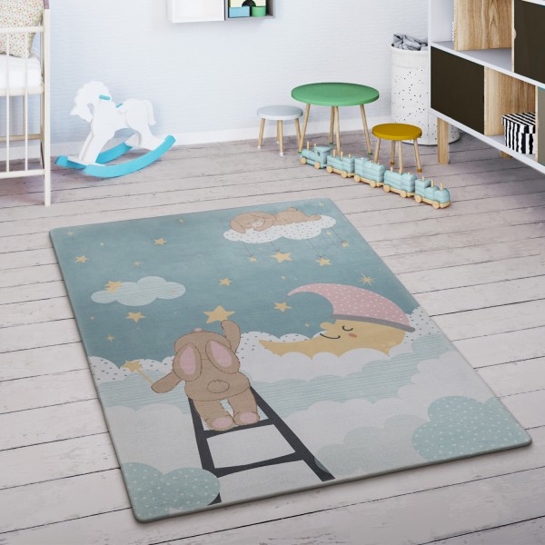 Tapis Enfant Lièvre Etoile Nuage Lune