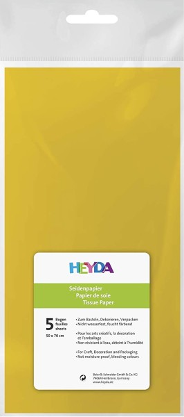 Seidenpapier gelb - 50x70cm 5er Pack Heyda 203310510