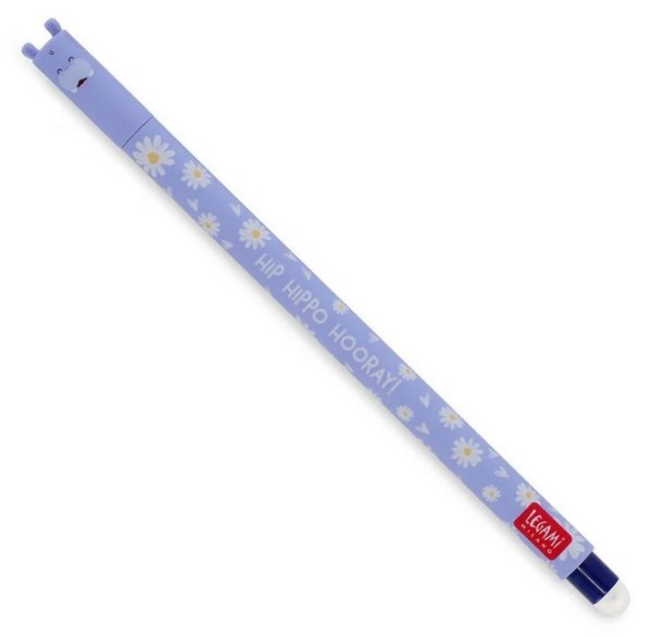 LEGAMI Löschbarer Gelschreiber, Nilpferd, thermoempfindliche Tinte, 0,7 mm Spitzendurchmesser, 15 cm Länge, blaue Tinte (1 Stift)