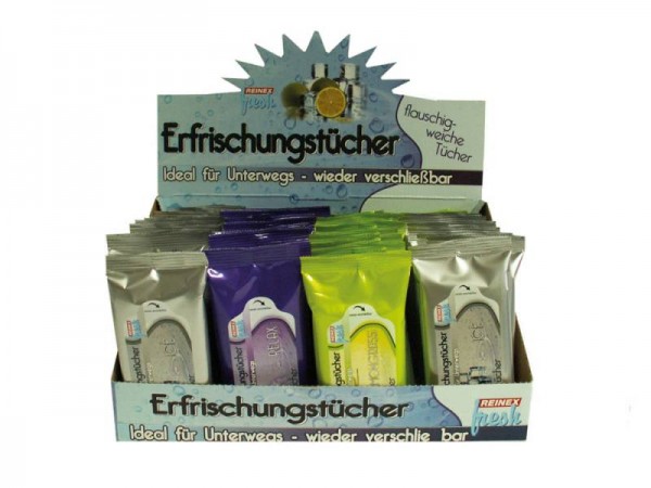 Erfrischungstücher Reinex 15er, 3fach sortiert gemischt in mint, citrus oder ice