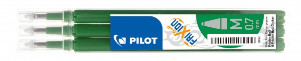 Pilot Nachfüllpack für Tintenroller FriXion Ball mittlere Spitze 0,7 mm, 2 Sets à 3 Stück Tintenfarbe: Grün