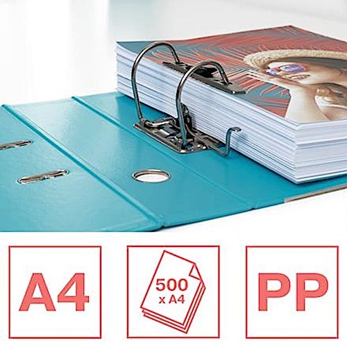 Esselte A4-Ordner PP, 500 Blatt Kapazität, 75 mm Rückenbreite, leichter und langlebiger A4-Ordner für Zuhause/Büro, zur Schreibtischorganisation, Colo
