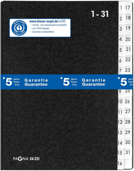 Pagna Pultordner Classic (Pultmappe, 32 Fächer, 1-31) schwarz (3, Pultmappe, 32 Fächer, 1-31)