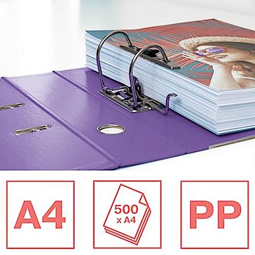 Esselte A4-Ordner PP, 500 Blatt Kapazität, 75 mm Rückenbreite, leichter und langlebiger A4-Ordner für Zuhause/Büro, zur Schreibtischorganisation, Colo
