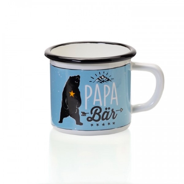 Emaille Tasse ""Papa Bär"" mit Henkel