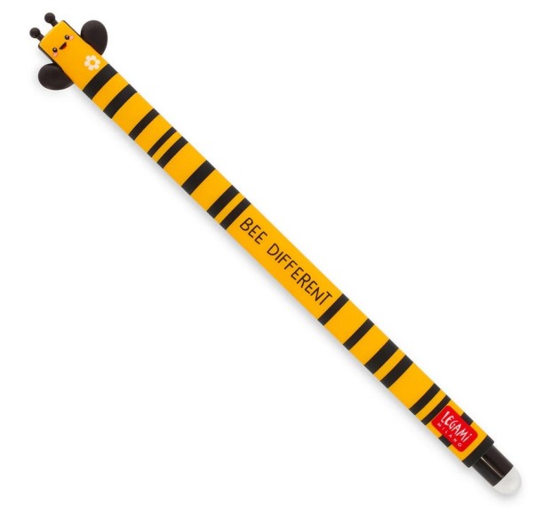 LEGAMI Löschbarer Gelschreiber, Biene, thermoempfindliche Tinte, 0,7 mm Spitzendurchmesser, 15 cm Länge, schwarze Tinte
