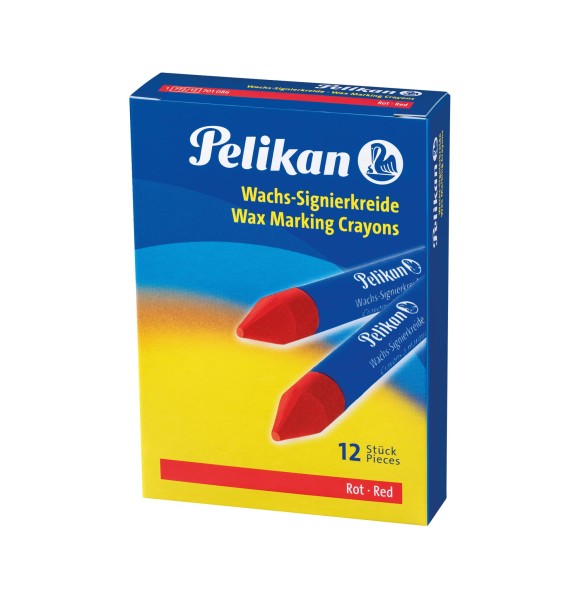 Wachs-Signierkreide rot Pelikan 701086 - für glatte Untergründe Schachtel mit 12 Stück,