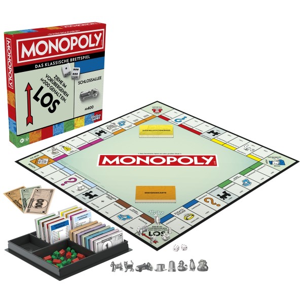 Monopoly Basisspiel mit Aufbewahrungsfach und größeren Spielfiguren - Deutsche Fassung