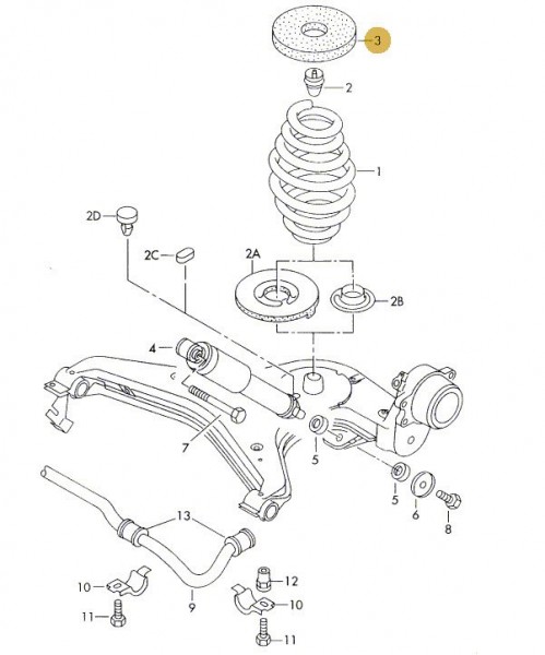 Original VW T4 T IV Federteller Federunterlage hinten oben 16 Zoll 7D0511147B