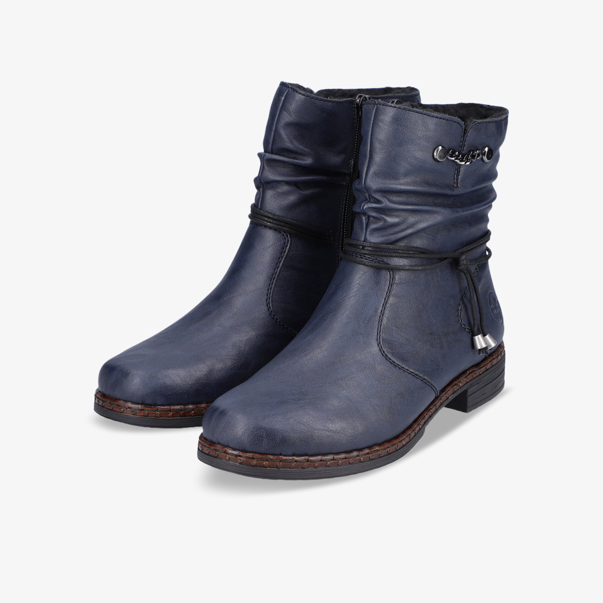 Ankle Boots Blaue Leder Stiefeletten Damen MADELEINE Chelsea