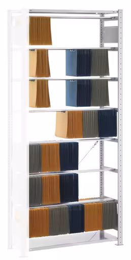 Aanbouwplank, insteek-pendelnietmachineplank "Zippel", 2300 x 1000 x 350 mm (HxBxD), RAL 7035 lichtgrijs, 7 pendelstangen, pendelnietmachineplanken, art.nr. 30615-NZ