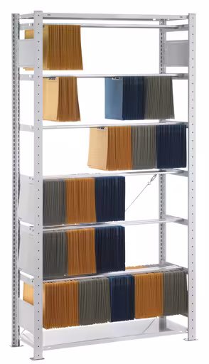 Basisplank, insteek-pendelnietmachineplank "Elba/Leitz", 2000 x 1000 x 350 mm (HxBxD), RAL 7035 lichtgrijs, 6 pendelstangen, pendelnietmachineplanken, art.nr. 30611-N