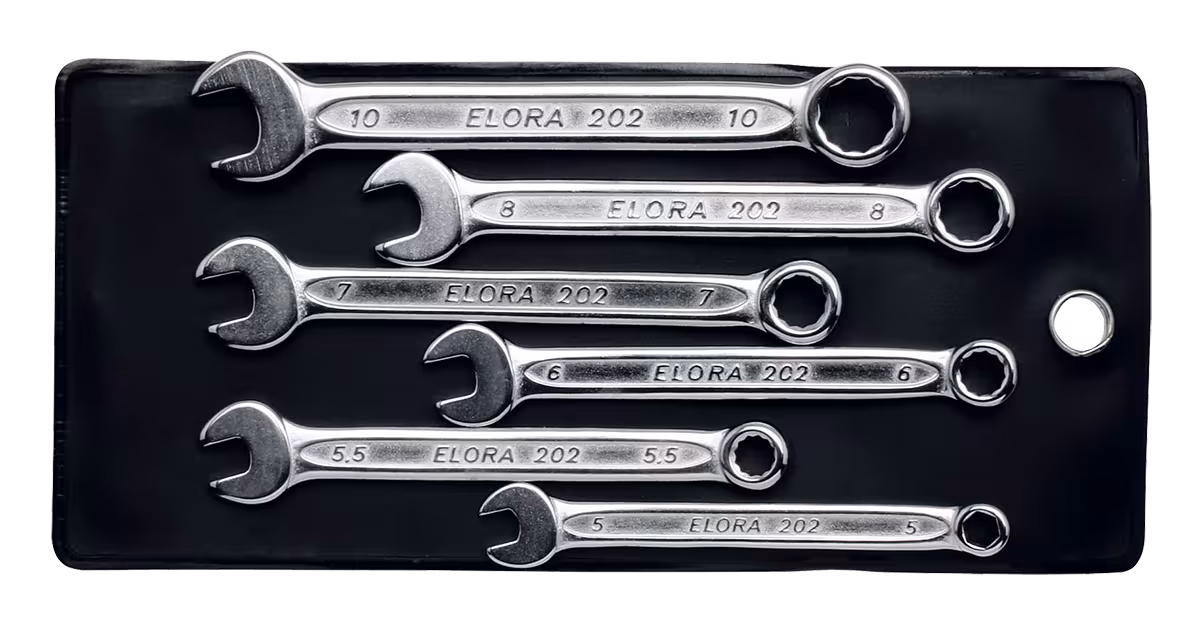 Ringsteeksleutelset, extra kort, ELORA-202S M uit de categorie ringsleutels met artikelnr. 0202500801000