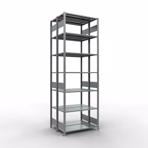 Základná polica, dvojitá polica, polica zásuvný systém MULTIplus150, 3000 x 1000 x (2x400) mm (VxŠxH), 2x7 políc, dĺžkové tyče, pozinkované, dvojité police, obj. 17842