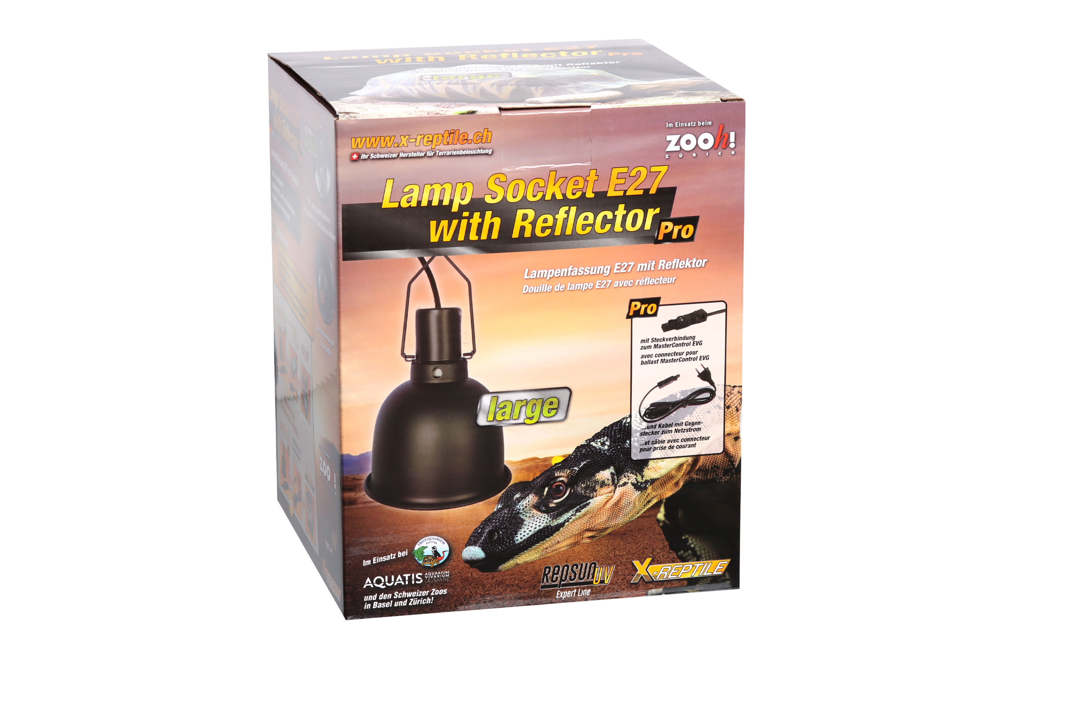 X-Reptile reflektierende Lampenfassung, PRO, Large mit Steckverbindung ans EVG