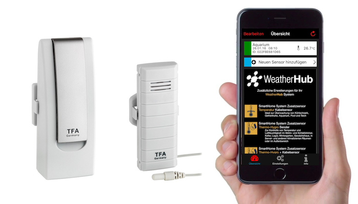 'WEATHERHUB' Temperatur-Monitor für Smartphones (iOS und Android*) siehe Videoanleitung