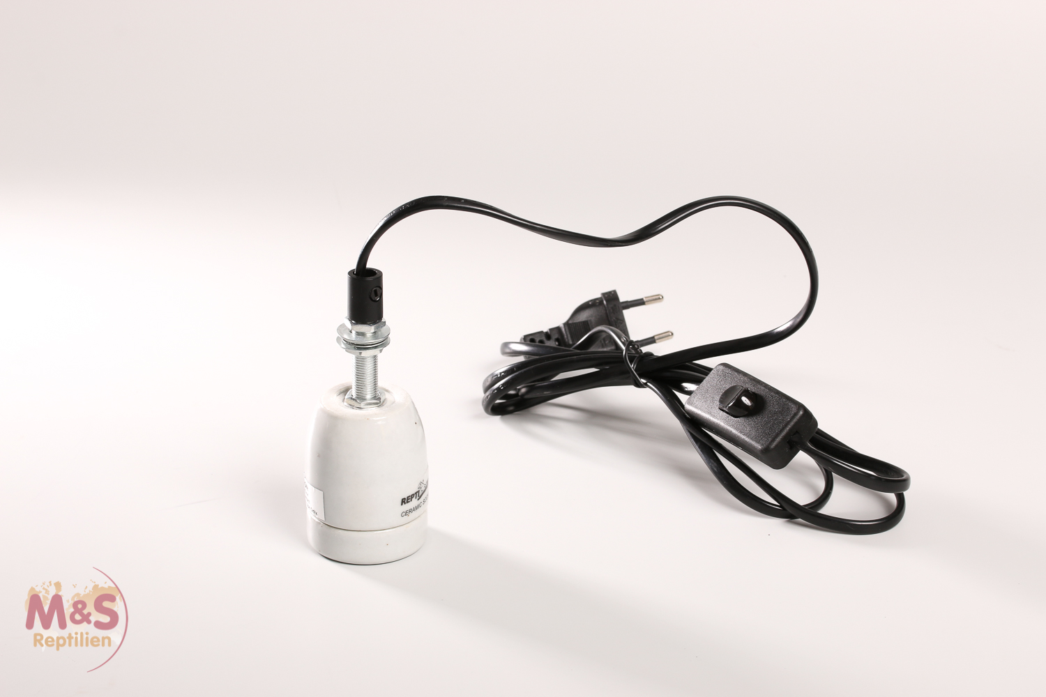 ReptiZoo Keramikfassung mit Gewindestange, E 27 m. Kabel  (CS004)