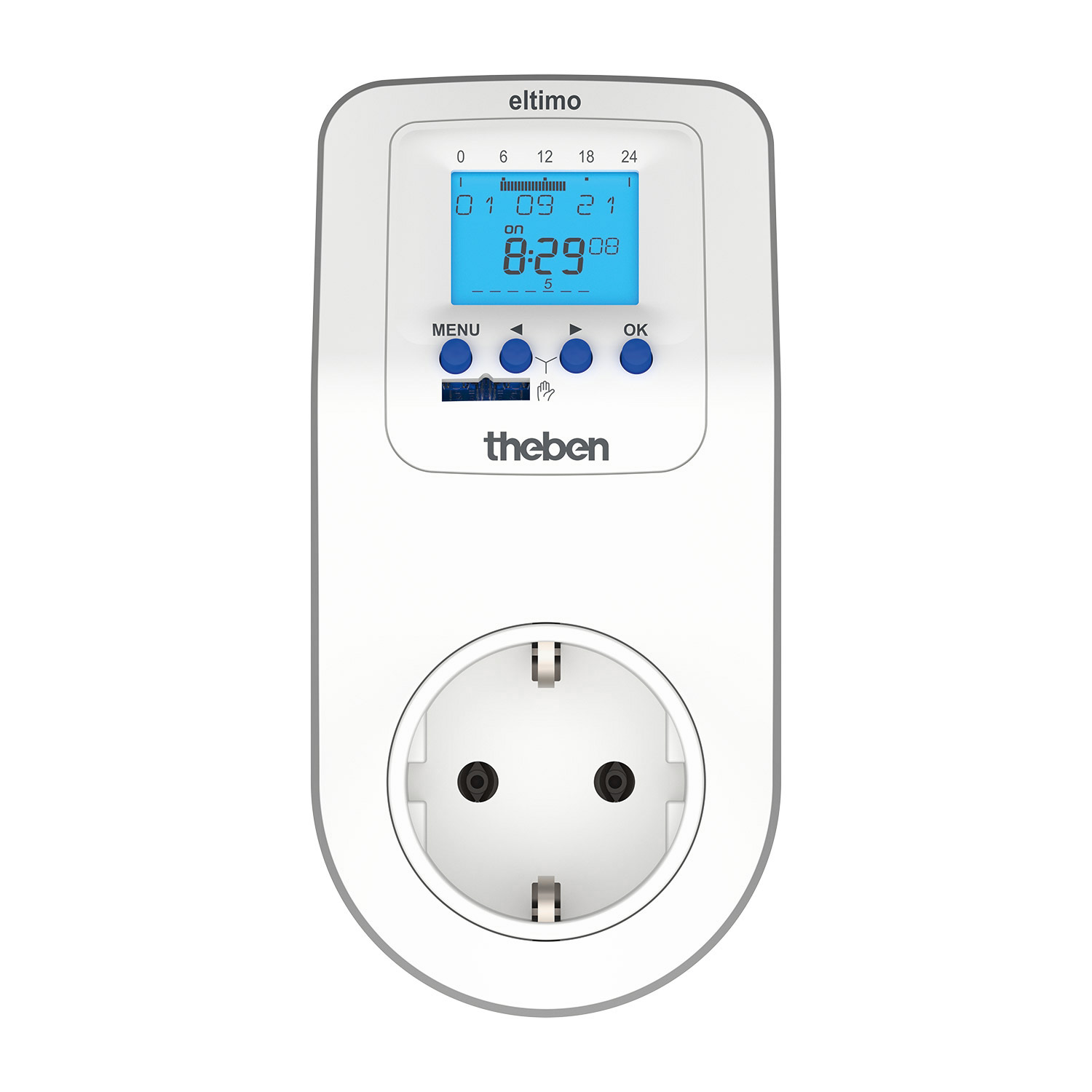 Steckdosenschaltuhr digital theben-eltimo 020 top3 (0200130), Wochenprogramm/300 W LED, minutengenau