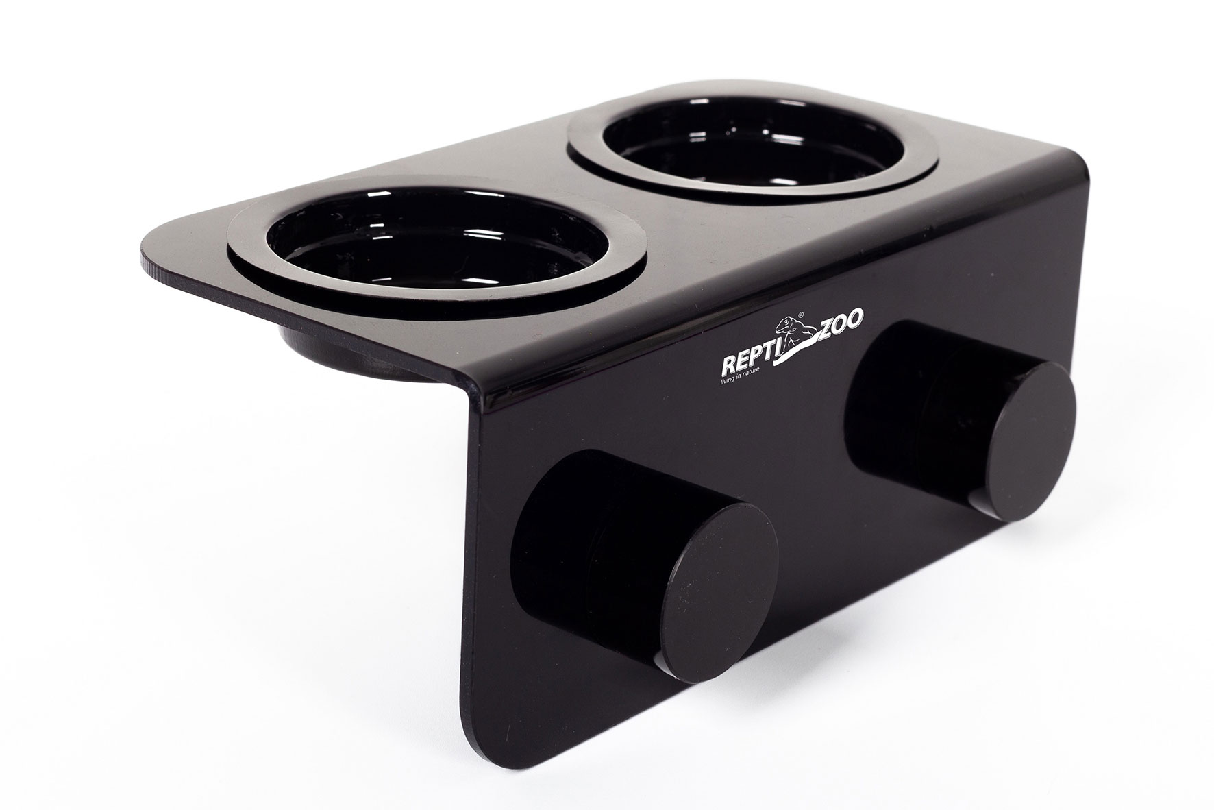 Reptizoo Futterhalter doppelt (schwarz) Magnetbefestigung inkl. sechs Einwegbecher Ø 50mm (SX02P)
