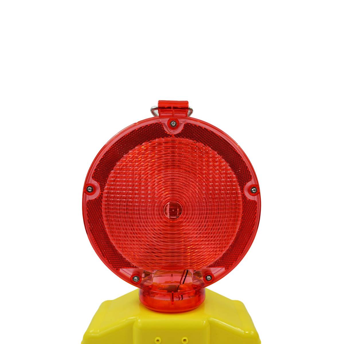 1 x siwitec Baustellenleuchte rot-klar mit Lampenschlüssel, 2 x Blockbatterien, LED Warnleuchte Produktabbildung 4