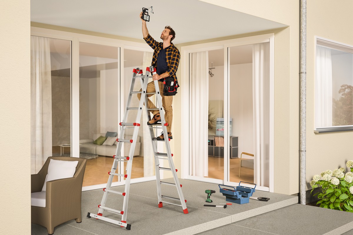 Hailo 2A-Ware M80 Multifunktions-Teleskopleiter, 4x4 Sprossen, zusammenschiebbare Leiter  Alu Produktabbildung 7
