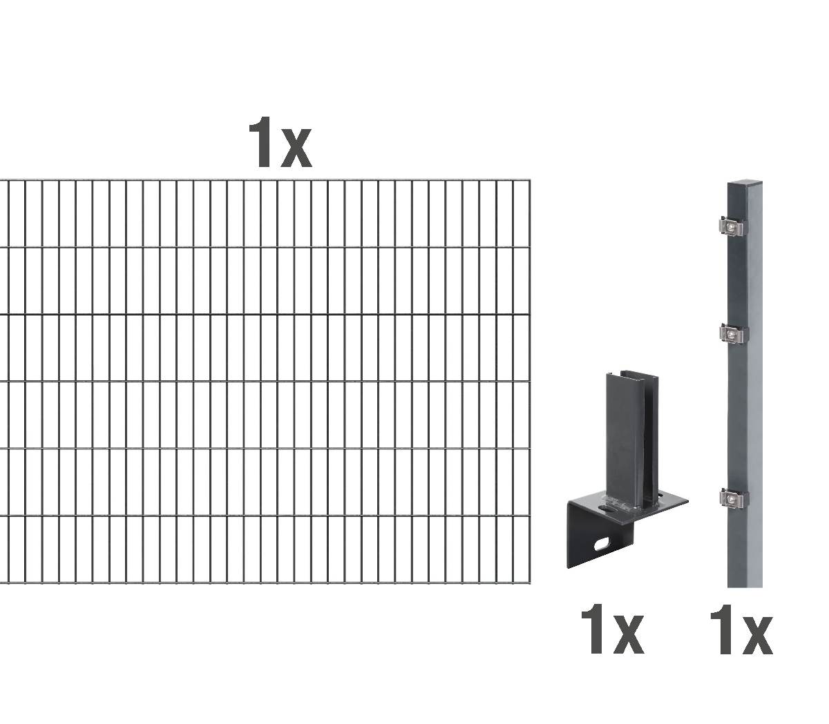 Alberts Anbauset Doppelstabmattenzaun mit L-Pfostenträger, 2 m Matten, Höhe 80-120 cm, Länge 2 m Produktabbildung 2