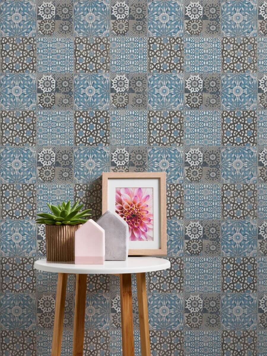 AS Creation Tapete | Fliesenoptik Blau Grau Schwarz | Il Decoro