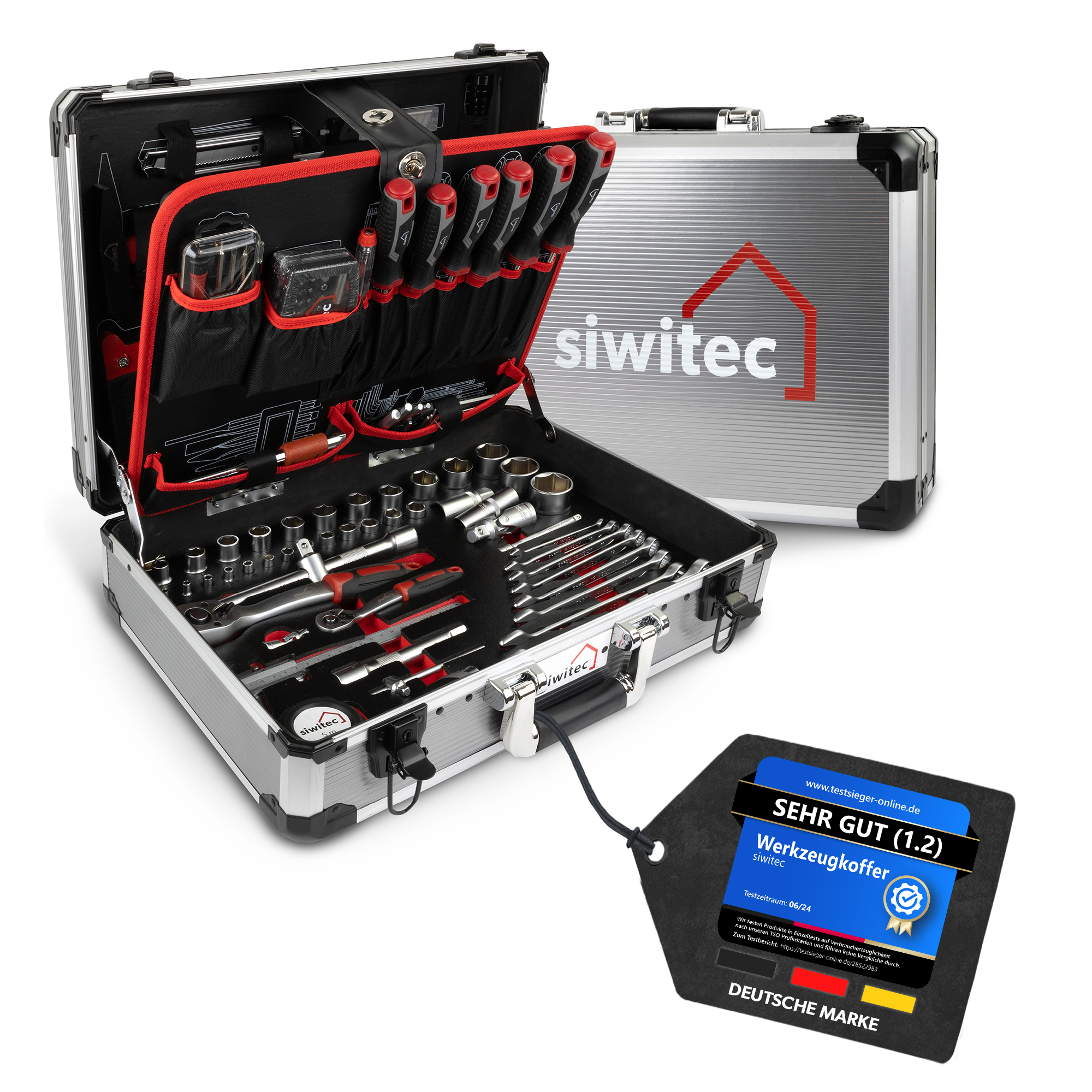 B-Ware siwitec Werkzeugkoffer 140-teilig, Werkzeug Set aus CRV Stahl, Profi Werkzeugkasten gefüllt Produktabbildung