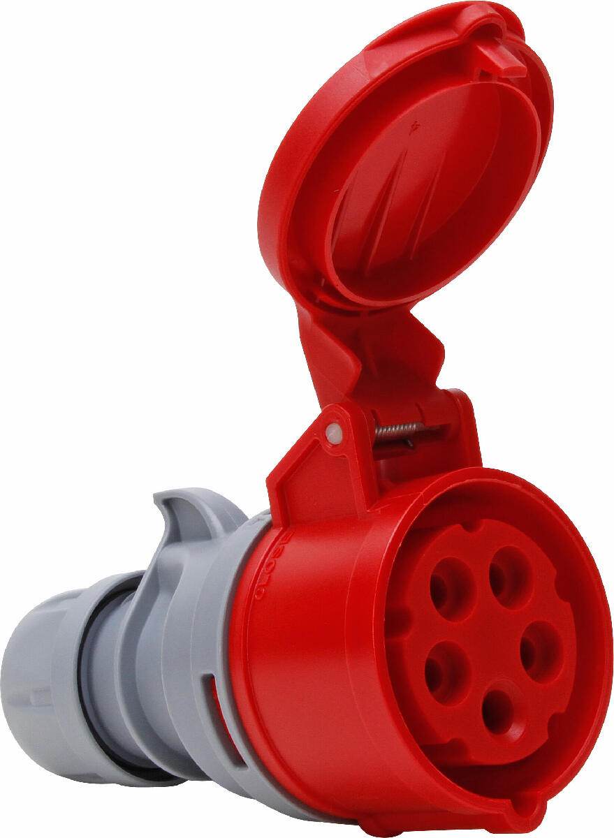 Kopp CEE Kupplung, TURBO TWIST, 400 V, 5-polig, mit Klappdeckel, kurze Einführungstülle, 32 A Produktabbildung