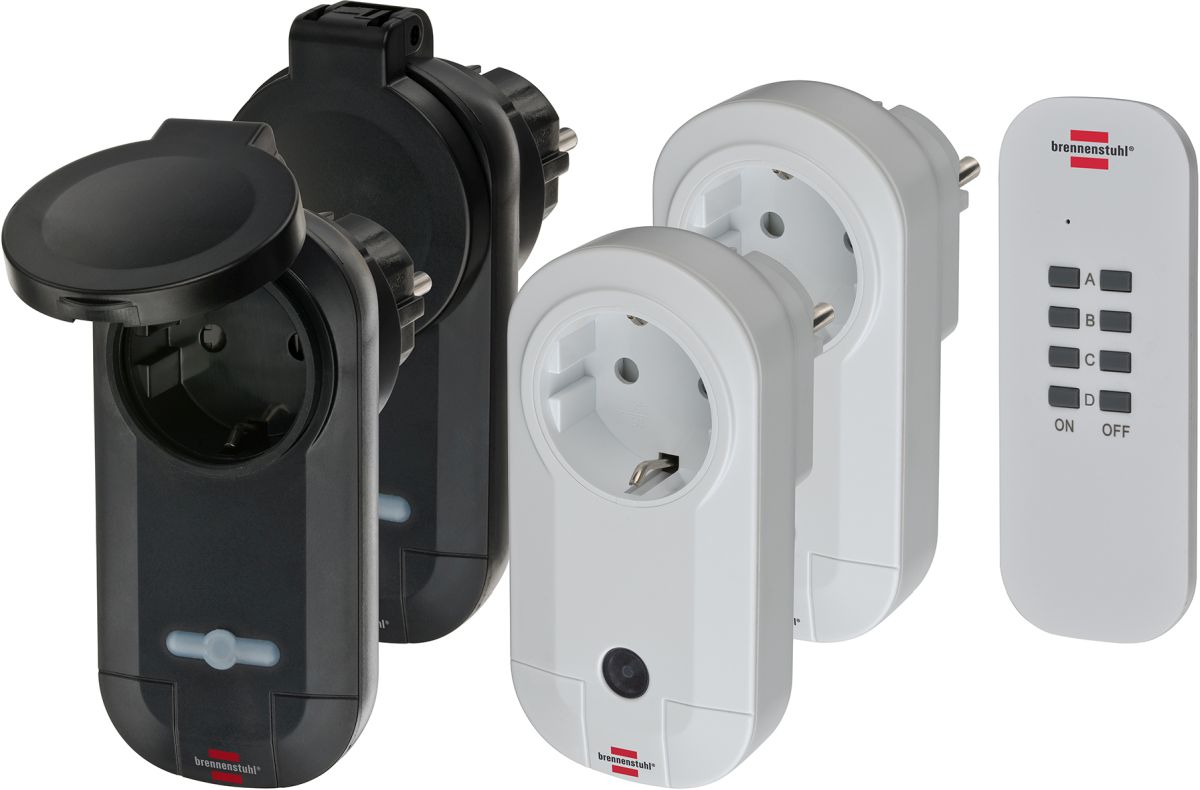 Brennenstuhl Funkschalt-Set RC CE1 2201, 4er Funksteckdosen Set, IP20, IP44, Kindersicherung Produktabbildung 1