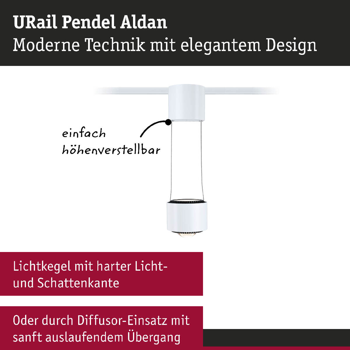 Paulmann URail LED Pendel Aldan, 8,5 W = 97 W, 930 lm, 4000 K Neutralweiß, Dimmbar Produktabbildung 10
