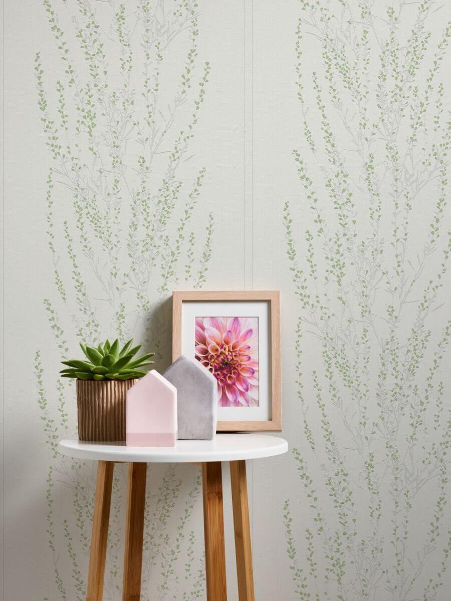 AS Creation Blooming Tapete Weiss Grau Metallic | Blumentapete | Floral