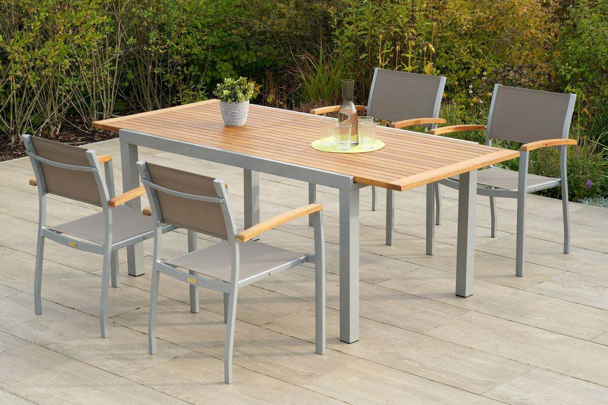 YOURSOL by Merxx Gartenmöbel Set Naxos für 4 Personen mit Ausziehtisch