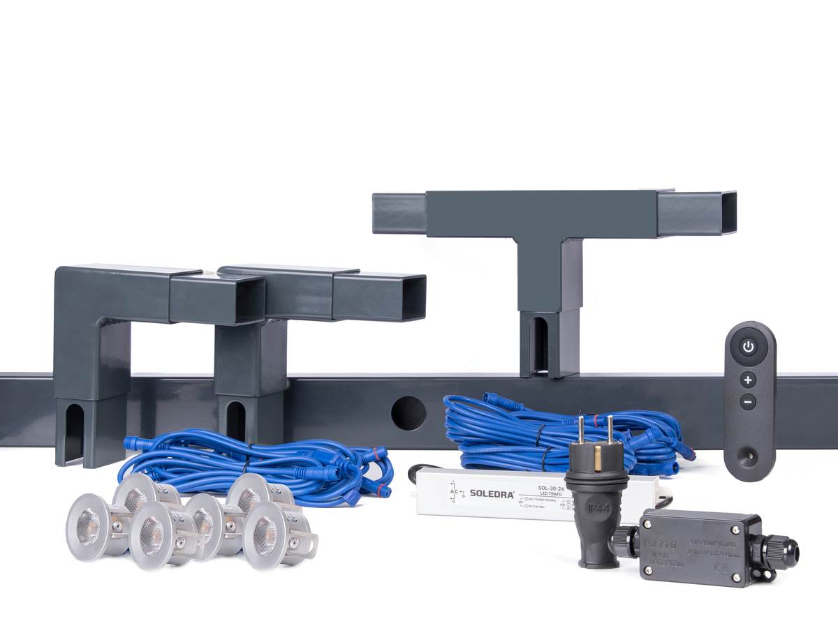 Alberts Highlight Lichtsystem, Aufsatz für 5 - 15 m Zaunlänge und 2,5 m breite Doppelstabmatten Produktabbildung