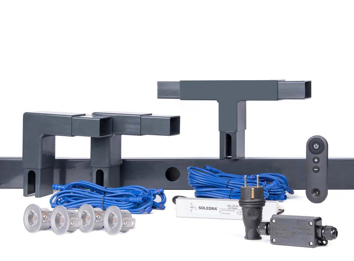 Alberts Highlight Lichtsystem, Aufsatz für 5 - 15 m Zaunlänge und 2,5 m breite Doppelstabmatten Produktabbildung