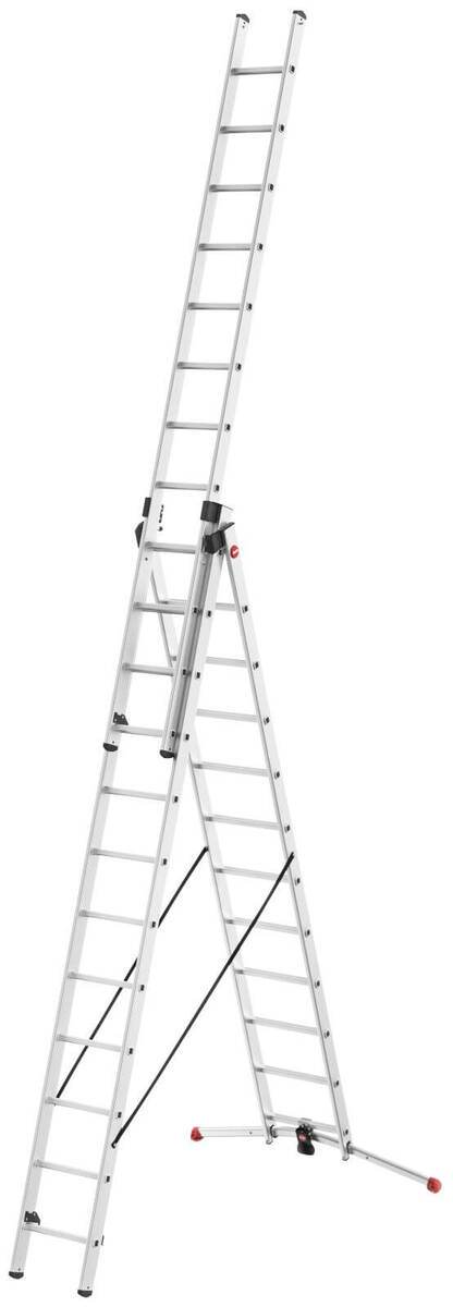 Hailo 2A-Ware ProfiLOT Aluminium-Teleskopleiter, gratis Einhängetritt, Kombi-Leiter 3 x 12 Sprossen Produktabbildung 2