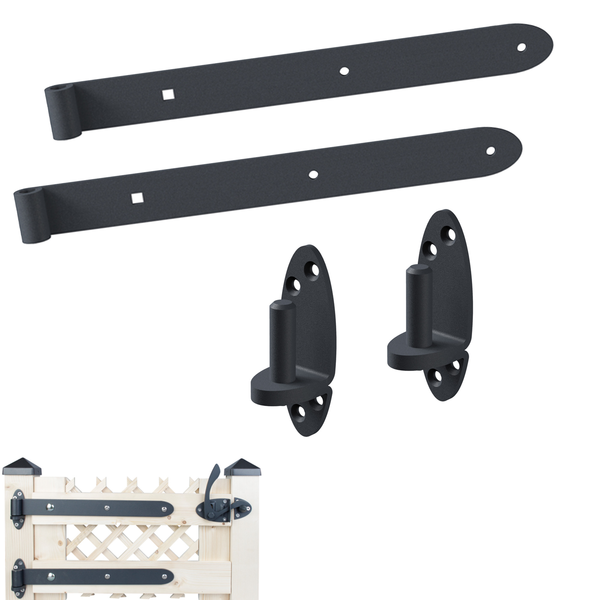 siwitec Ladenband Ovado 2er Set 400 mm mit engen Kloben, Ø16 mm, verzinkt, grau Produktabbildung