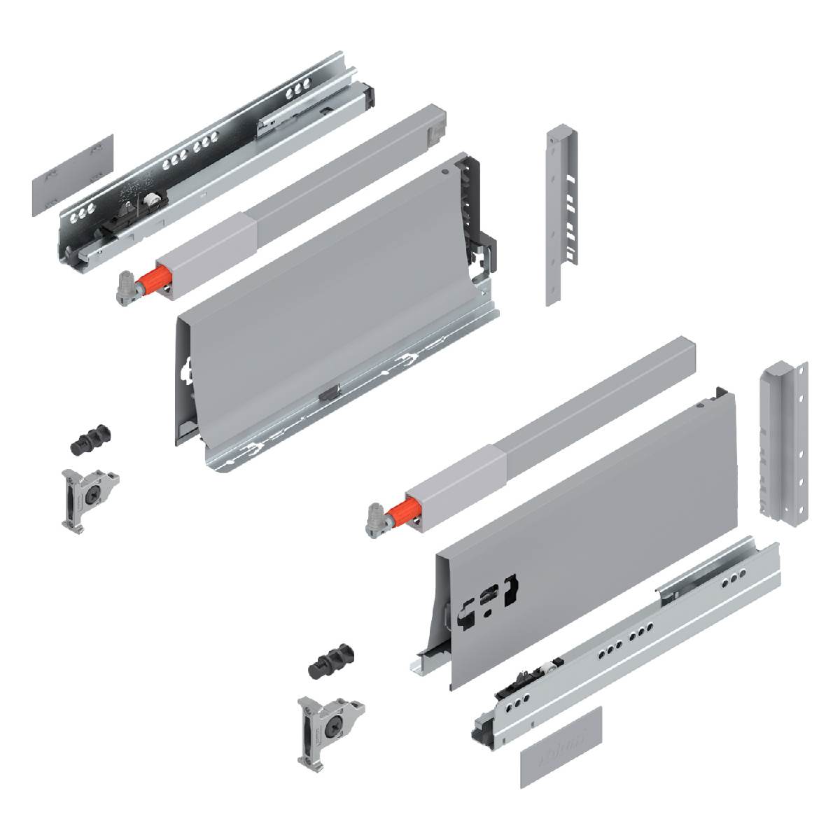 Blum TANDEMBOX Frontauszug Reling D Vollauszug K-Zarge BLUMOTION, zum Anschrauben, Grau, 65kg, 65cm Produktabbildung 2