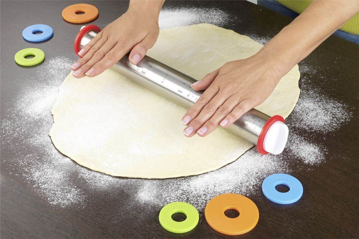 Maximex Edelstahl-Teigrolle mit Abstandshalter & Messskala Produktabbildung 5